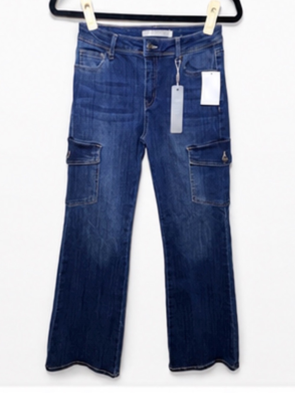 Tractr Girls Size 14 Indigo Cargo Flare Jeans NWT